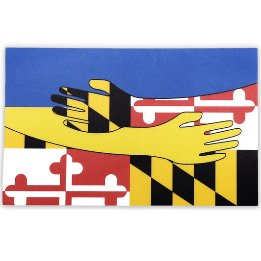 Ukraine & Maryland Flag w/ Outreached Hands / Sticker - Route One Apparel