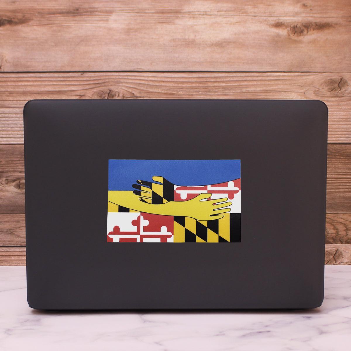 Ukraine & Maryland Flag w/ Outreached Hands / Sticker - Route One Apparel