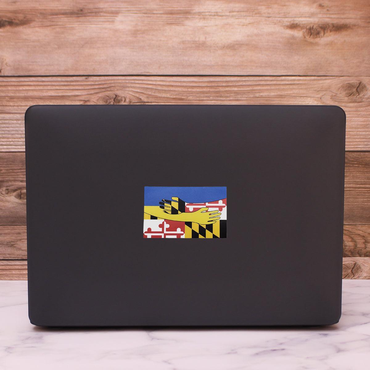 Ukraine & Maryland Flag w/ Outreached Hands / Sticker - Route One Apparel