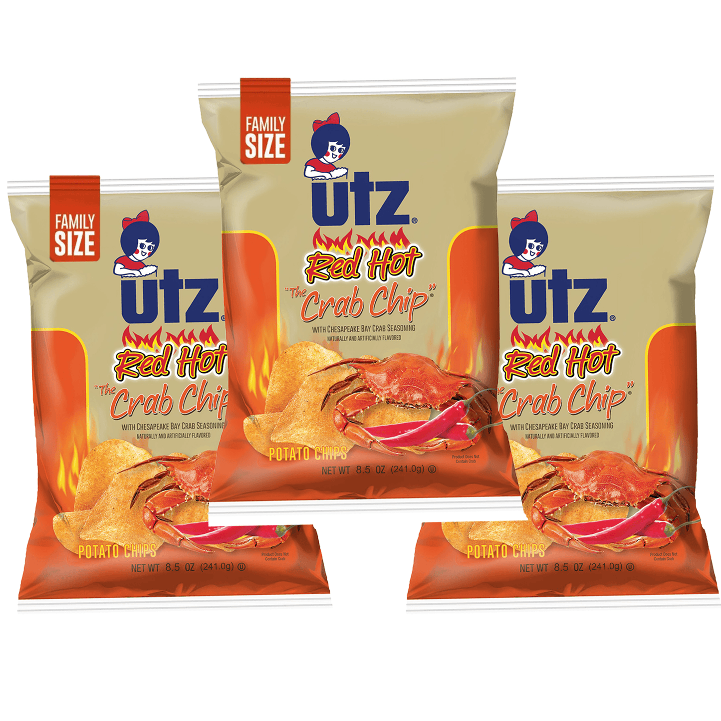 Utz Hot Crab (8.5 oz ) / 3-Pack Potato Chips - Route One Apparel