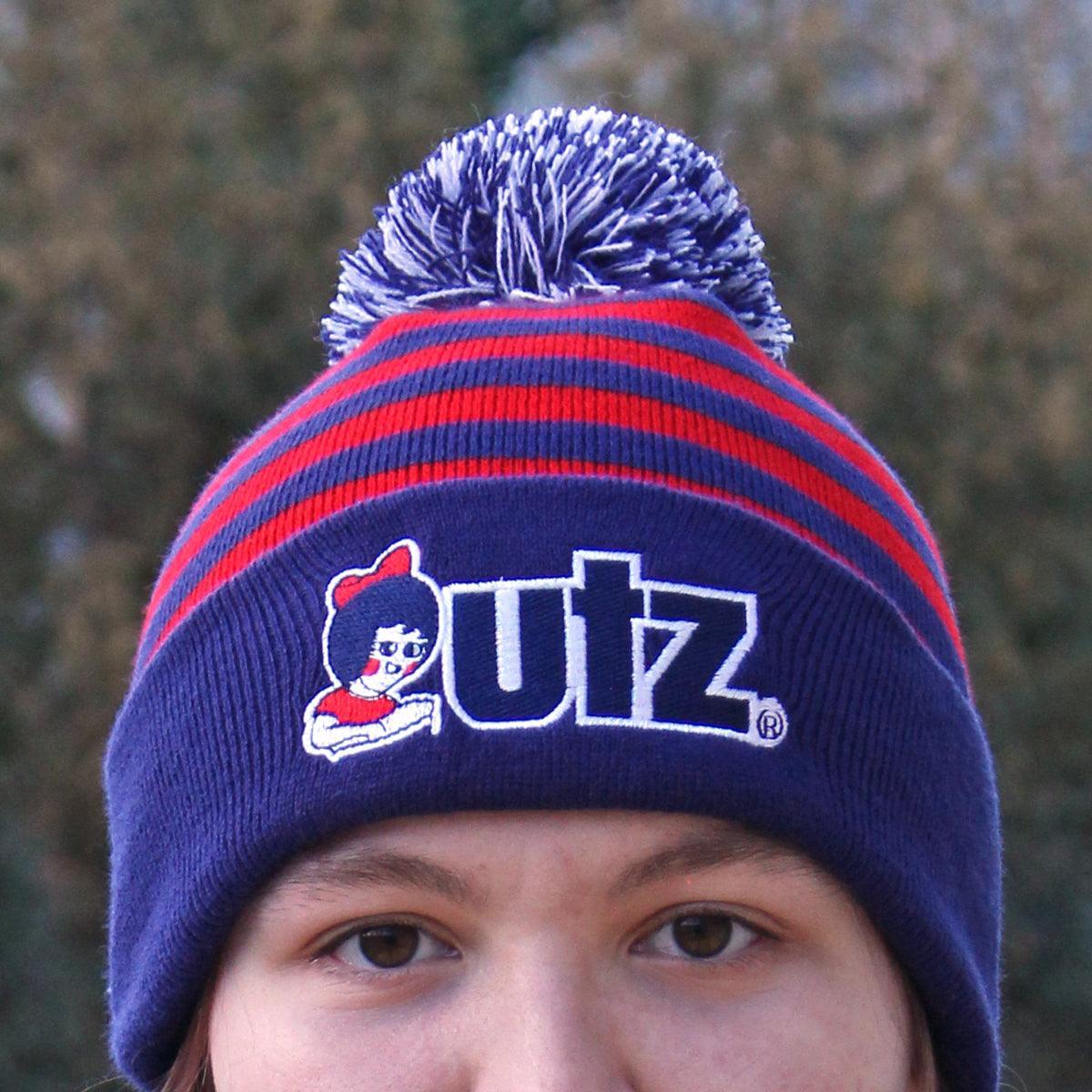 Utz Striped (Blue/Red) / Beanie w/ Pom-Pom - Route One Apparel