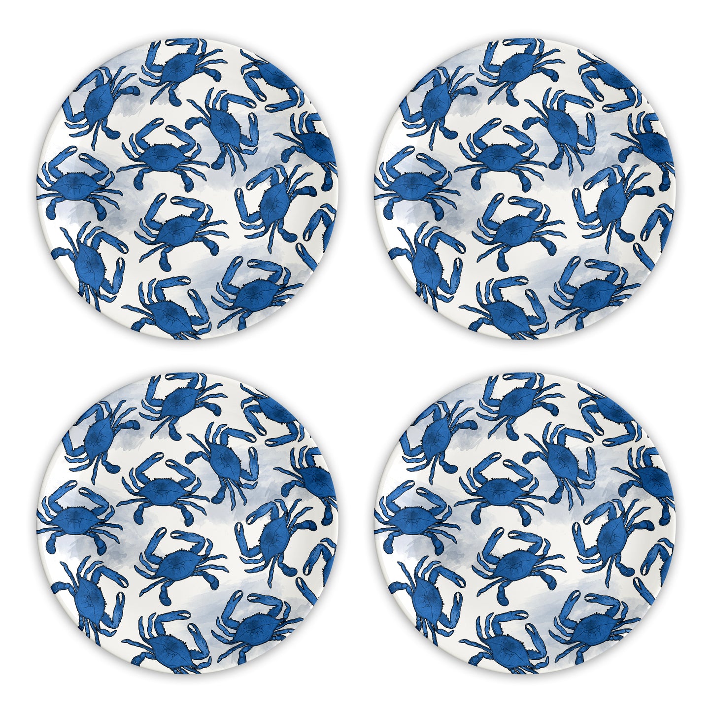 Watercolor Blue Crab Pattern (White) / Plate - Route One Apparel