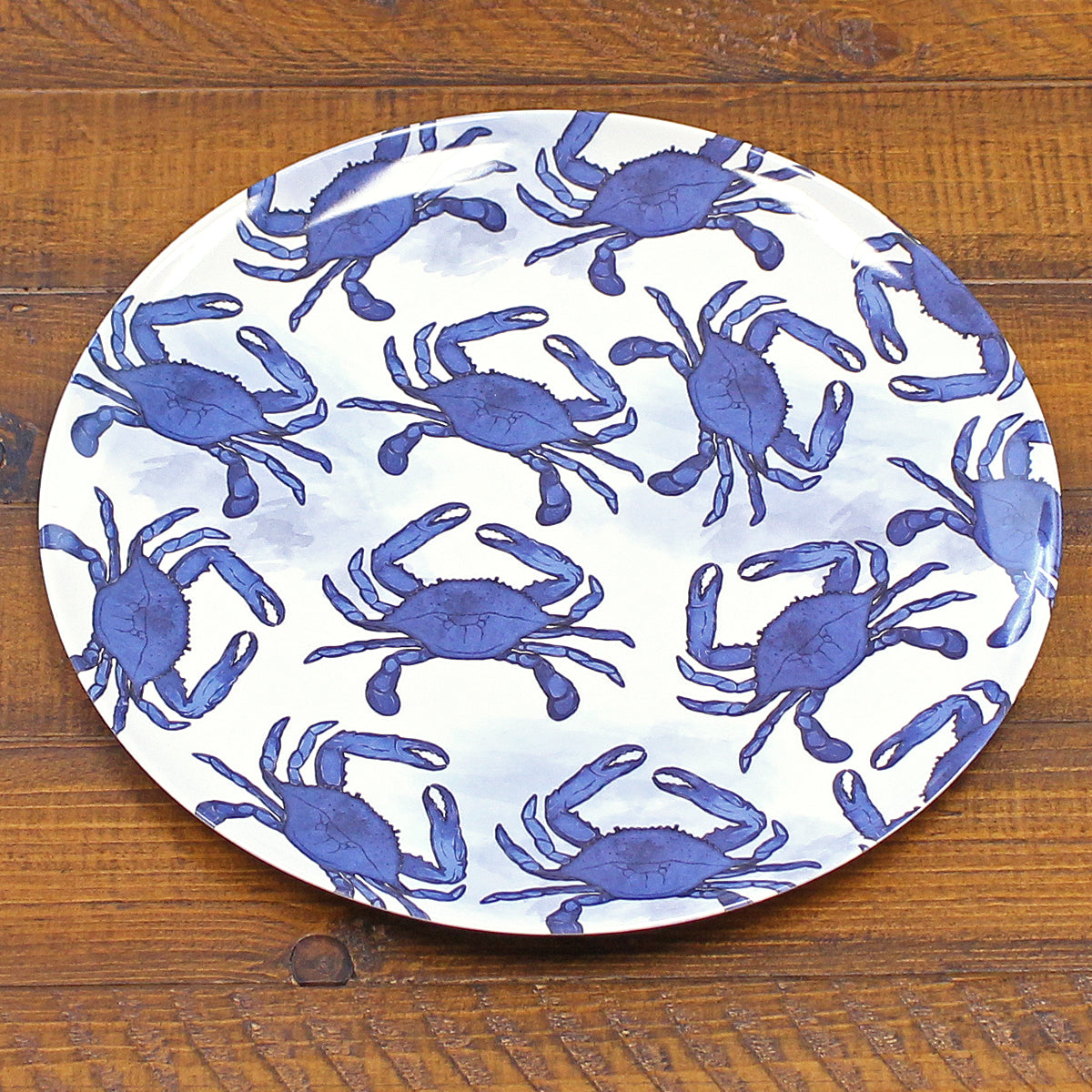 Watercolor Blue Crab Pattern (White) / Plate - Route One Apparel
