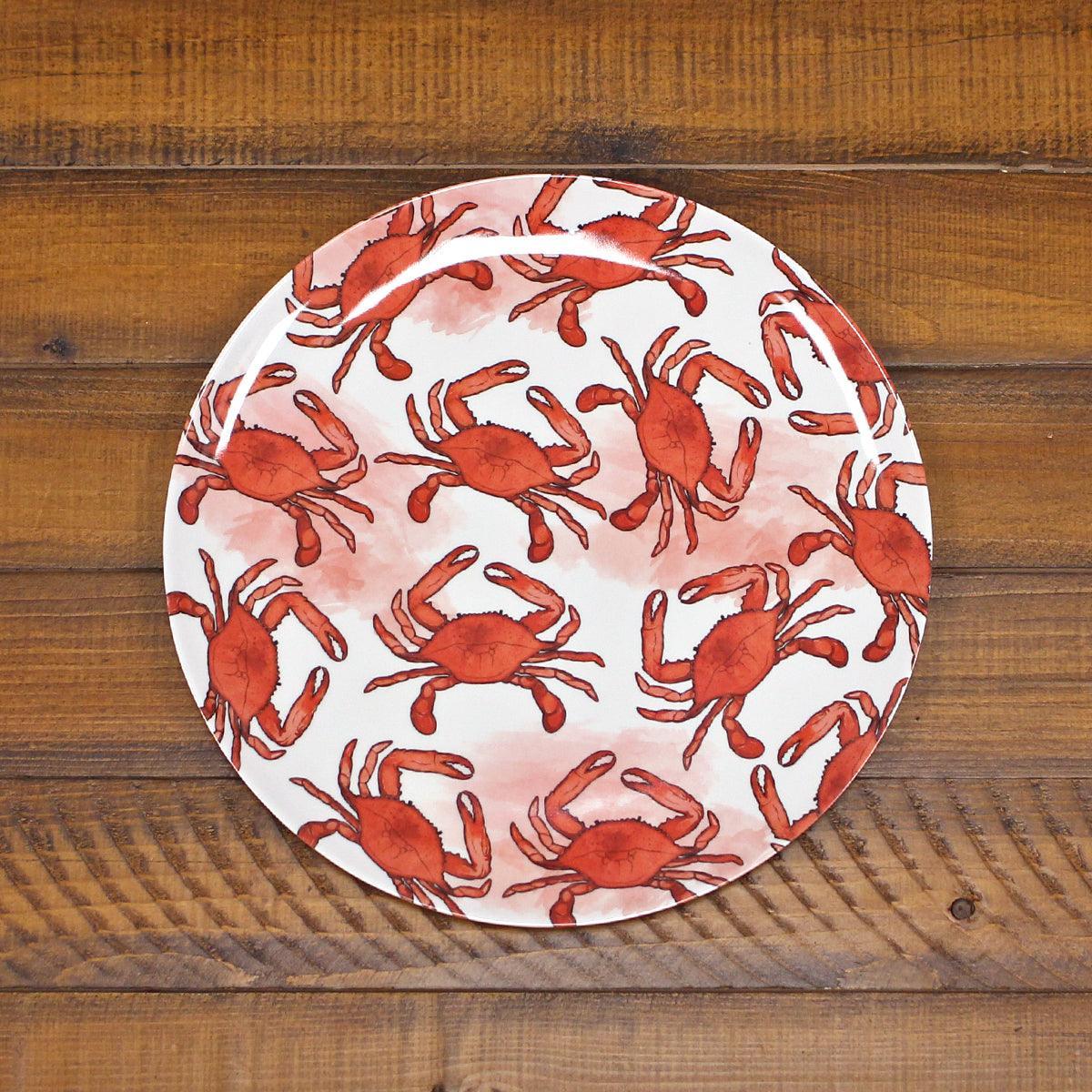 Watercolor Red Crab Pattern (White) / Plate - Route One Apparel