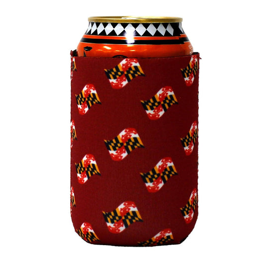 Waving Maryland Flag (Burgundy) / Can Cooler - Route One Apparel