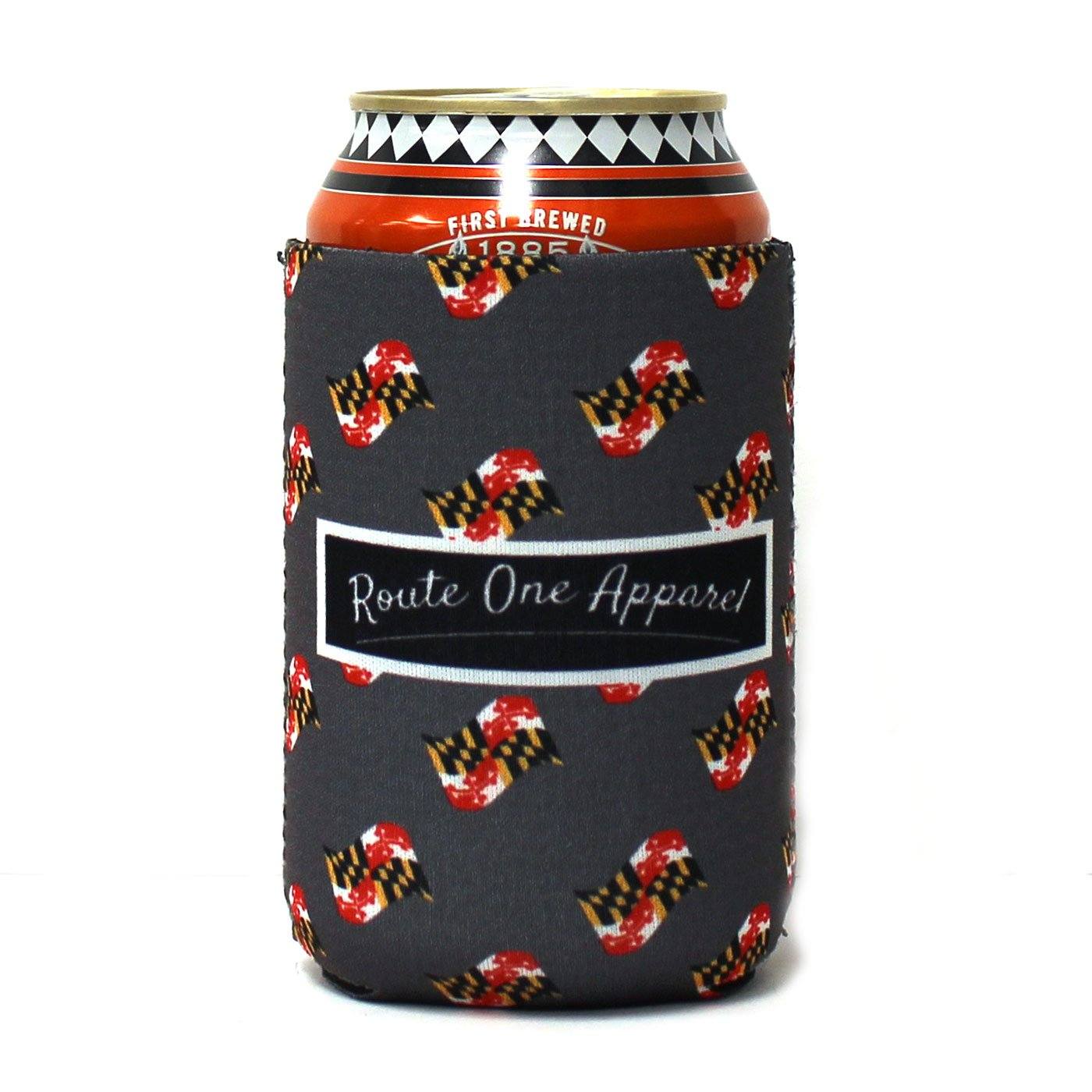 Waving Maryland Flag (Grey) / Can Cooler - Route One Apparel