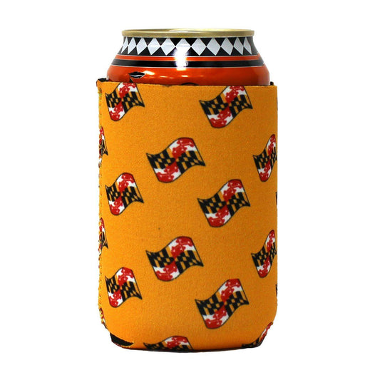 Waving Maryland Flag Pattern (Yellow) / Can Cooler - Route One Apparel