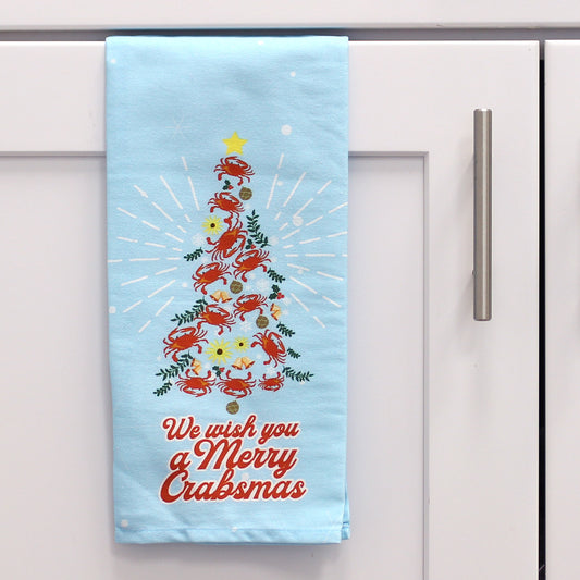 We Wish You a Merry Crabsmas / Kitchen Towel - Route One Apparel