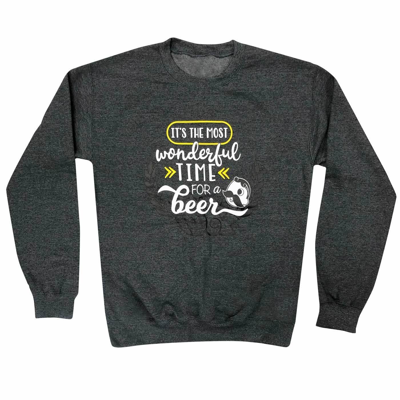 It's The Most Wonderful Time for a Beer (Dark Heather Grey) / Crew Sweatshirt - Route One Apparel