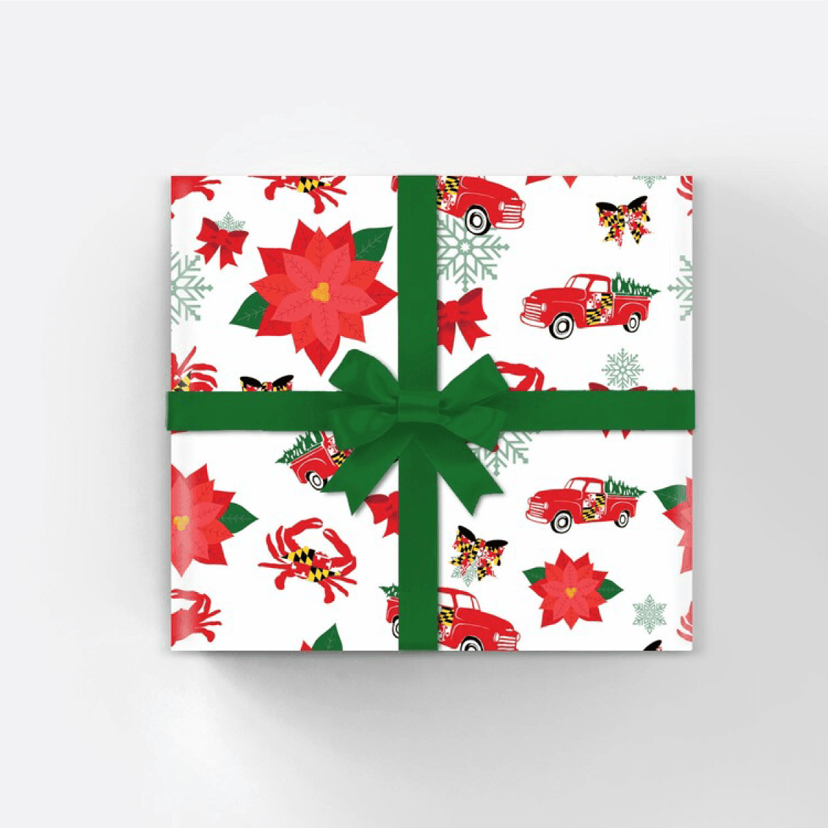 Route One Apparel - 30 Maryland Poinsettia Pattern (White) / Gift Wrap
