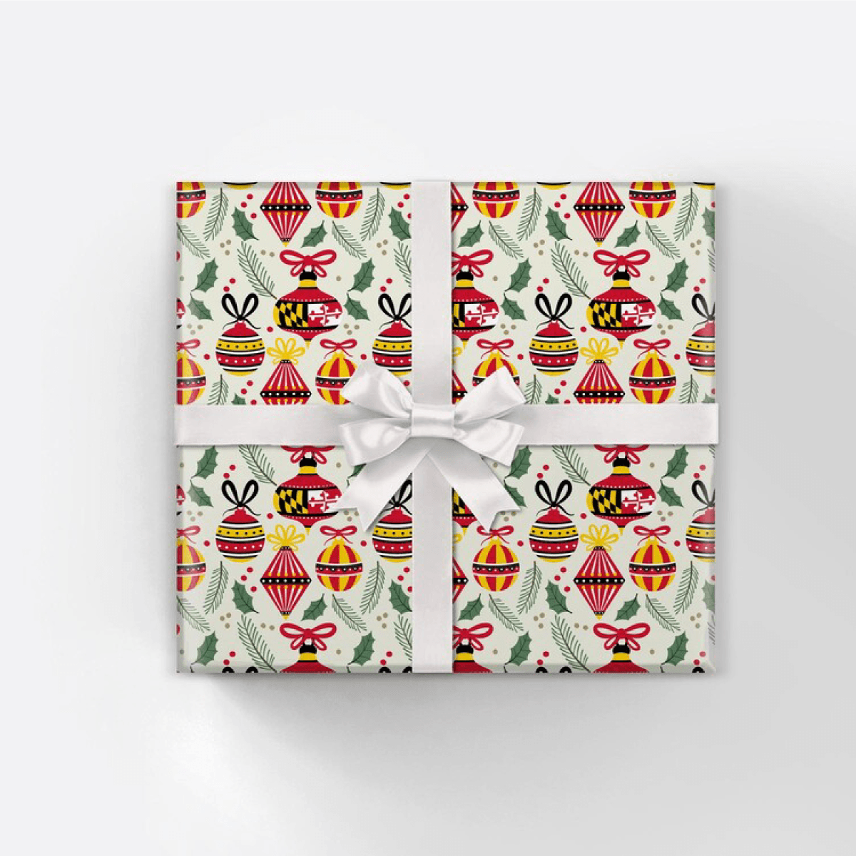 Maryland Christmas Ornaments (White) / Gift Wrap - Route One Apparel
