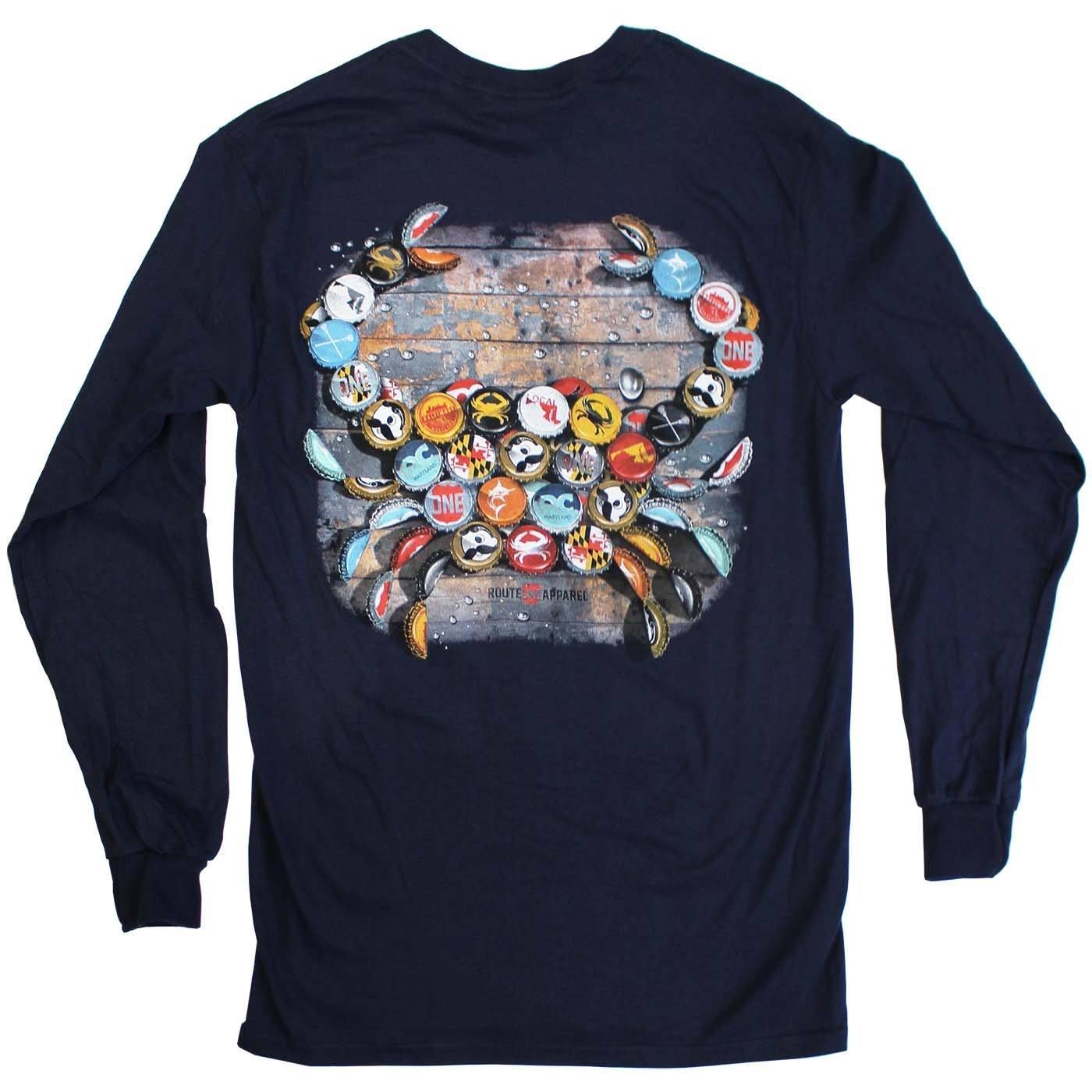 Natty Boh Bottle Cap (Navy) / Long Sleeve Shirt - Route One Apparel