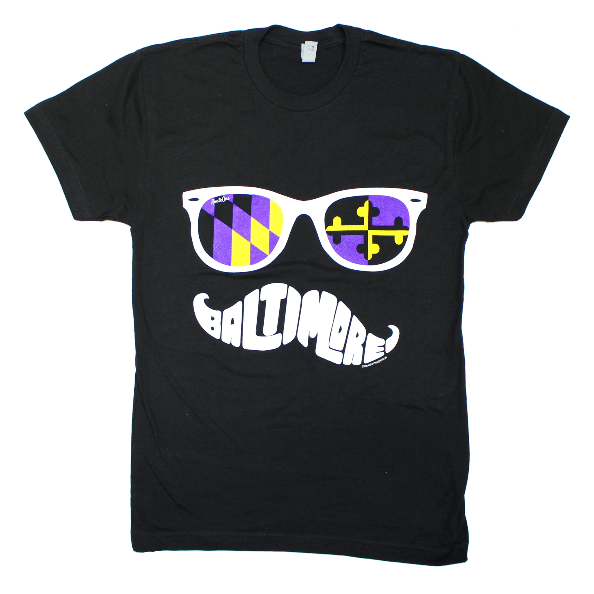 Baltimore Purple & Gold Maryland Mustache (Black) / Shirt - Route One Apparel