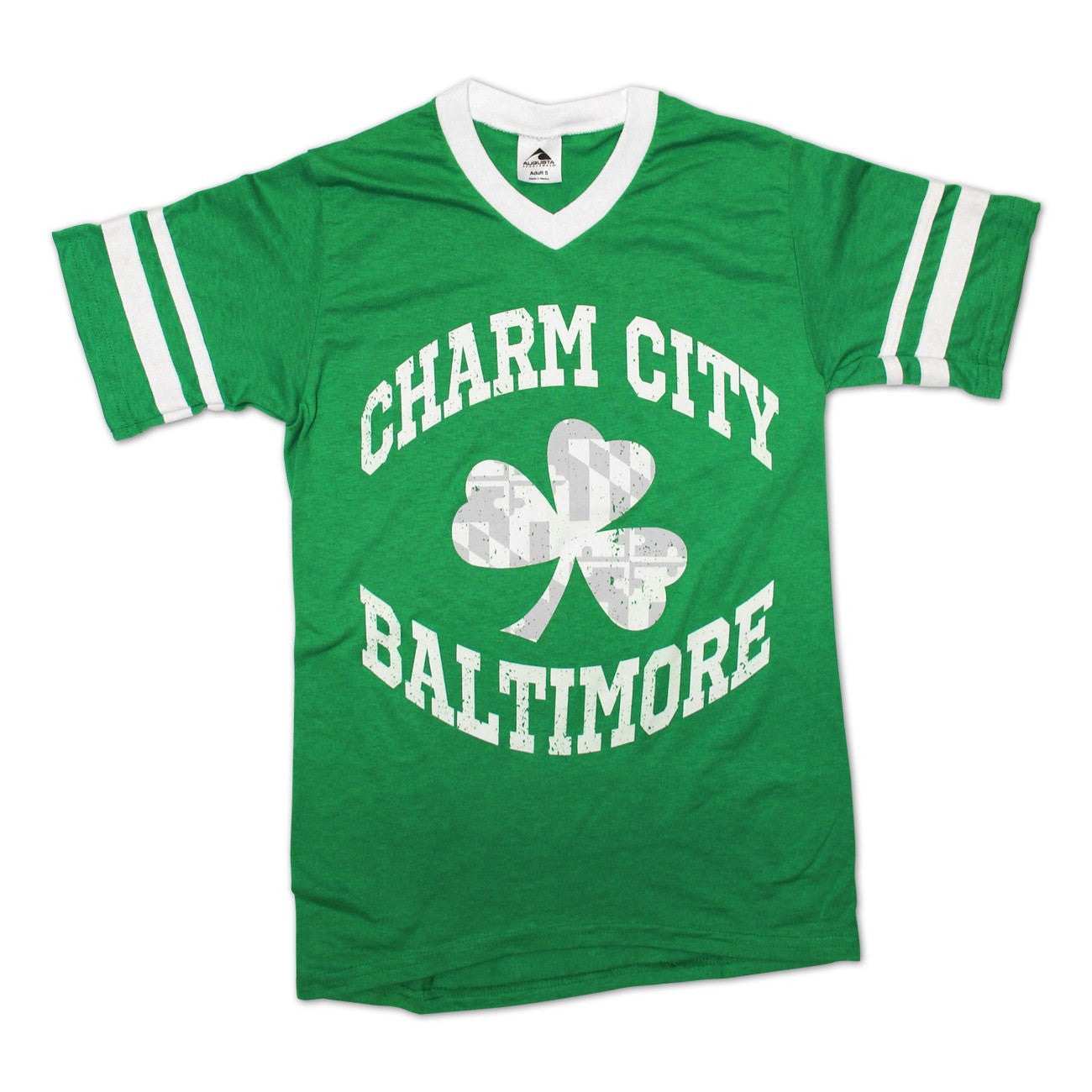 Charm City Shamrock / Striped Sleeve Jersey - Route One Apparel