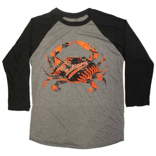 Baseball Home Team Crab *Front Print* (Black/Grey) / Baseball Jersey - Route One Apparel