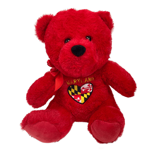 Red Bear with Maryland Flag Heart (Red) / Stuffed Toy - Route One Apparel