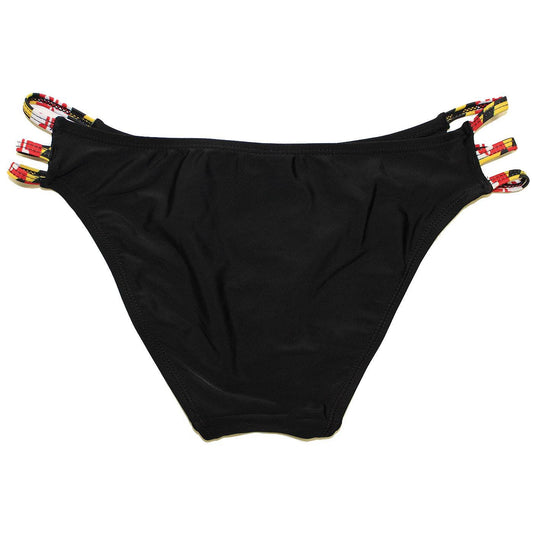 Maryland Flag 3 String (Black) / Full Bikini Bottom - Route One Apparel