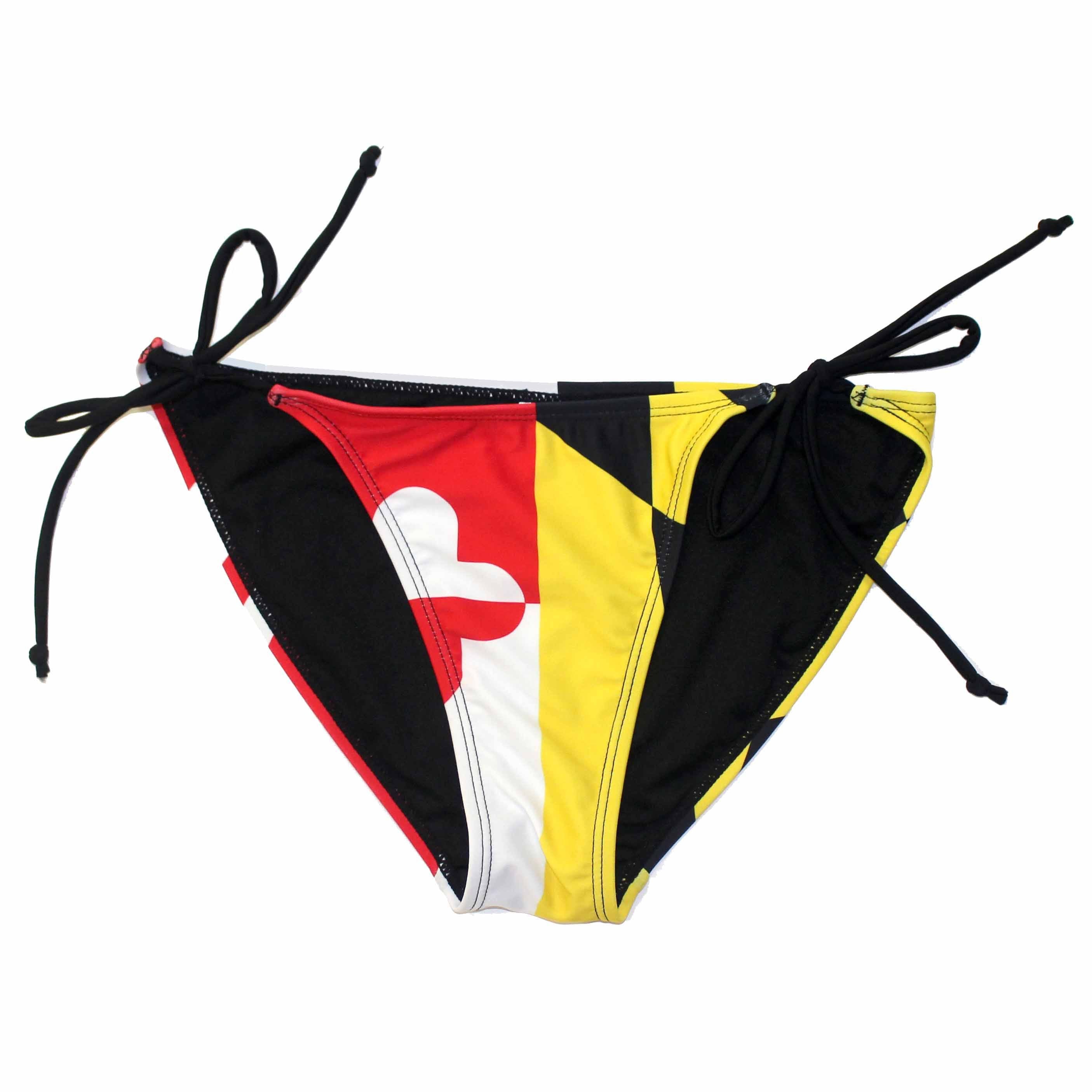 Maryland Flag (Black Strings) / String Bikini Bottom - Route One Apparel