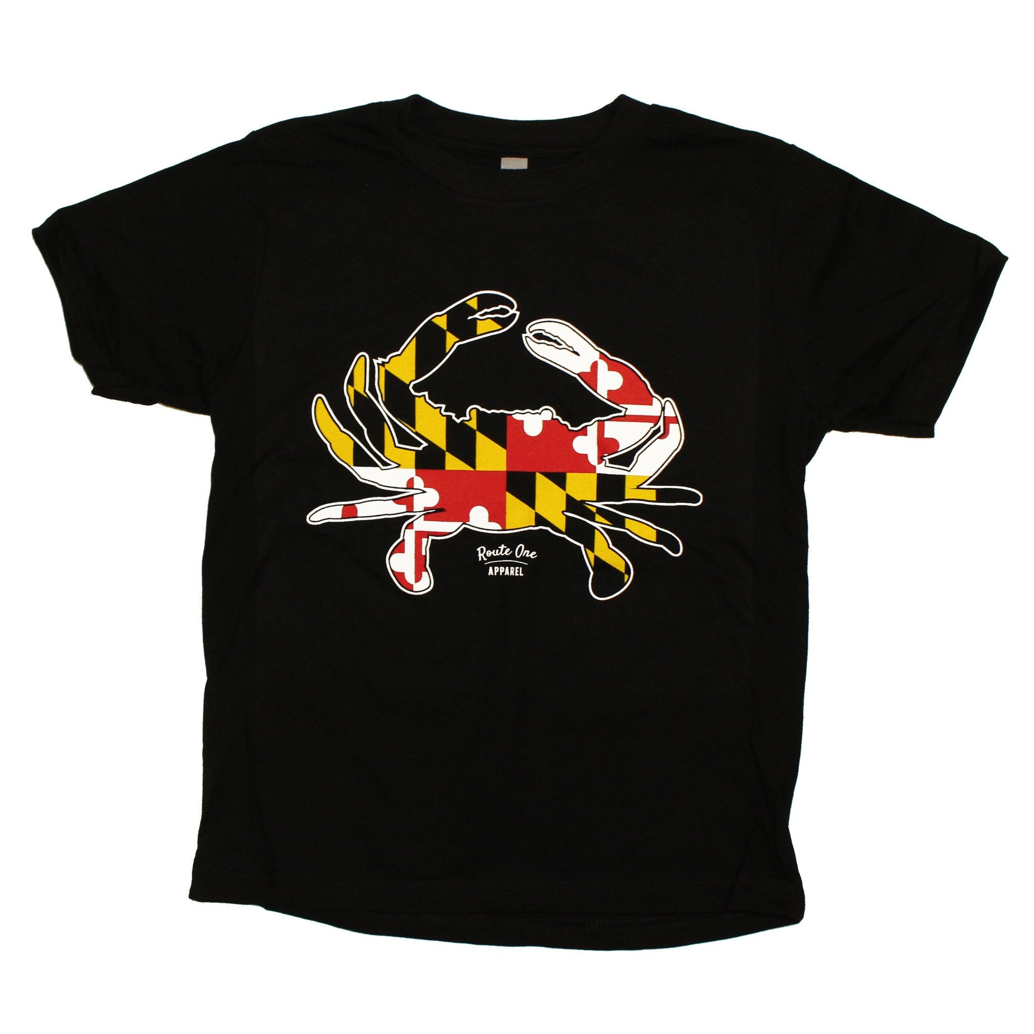 Maryland Full Flag Crab (Black) / *Youth* Shirt - Route One Apparel