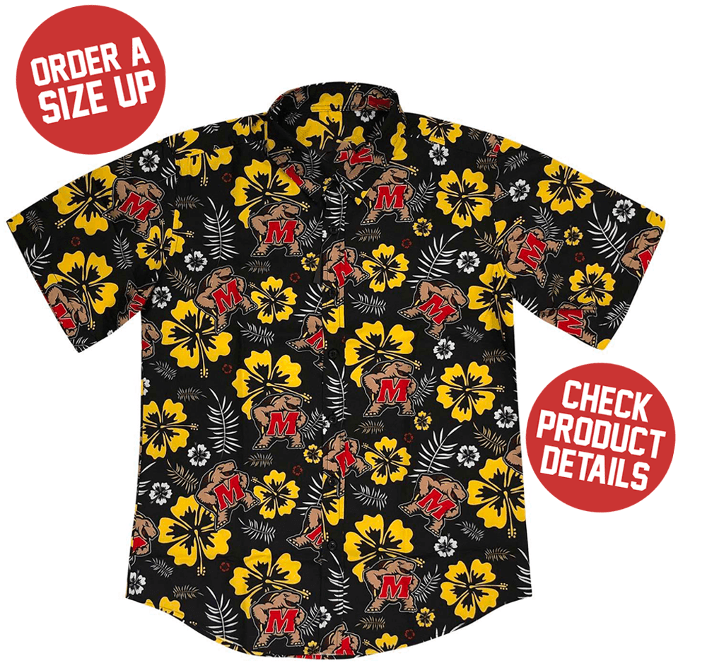 UMD Testudo (Black) / Hawaiian Shirt - Route One Apparel