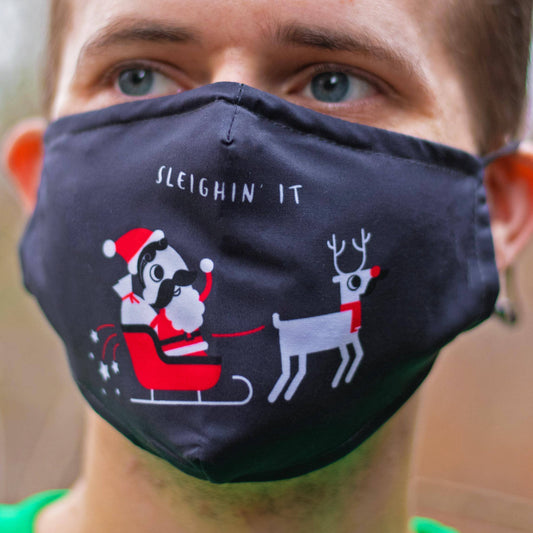 Sleighin' It (Grey) / Face Mask - Route One Apparel