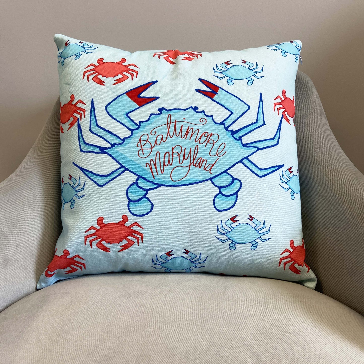 Baltimore Blue Crab  / Throw Pillow - Route One Apparel
