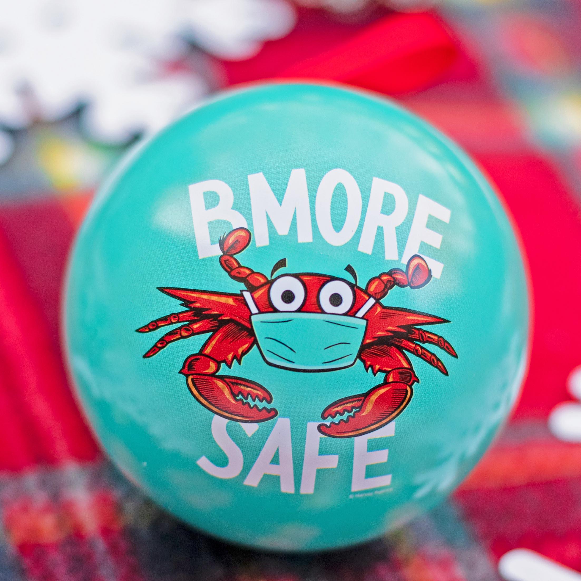 Crab BMORE Safe (Teal) / Tin Ball Ornament - Route One Apparel
