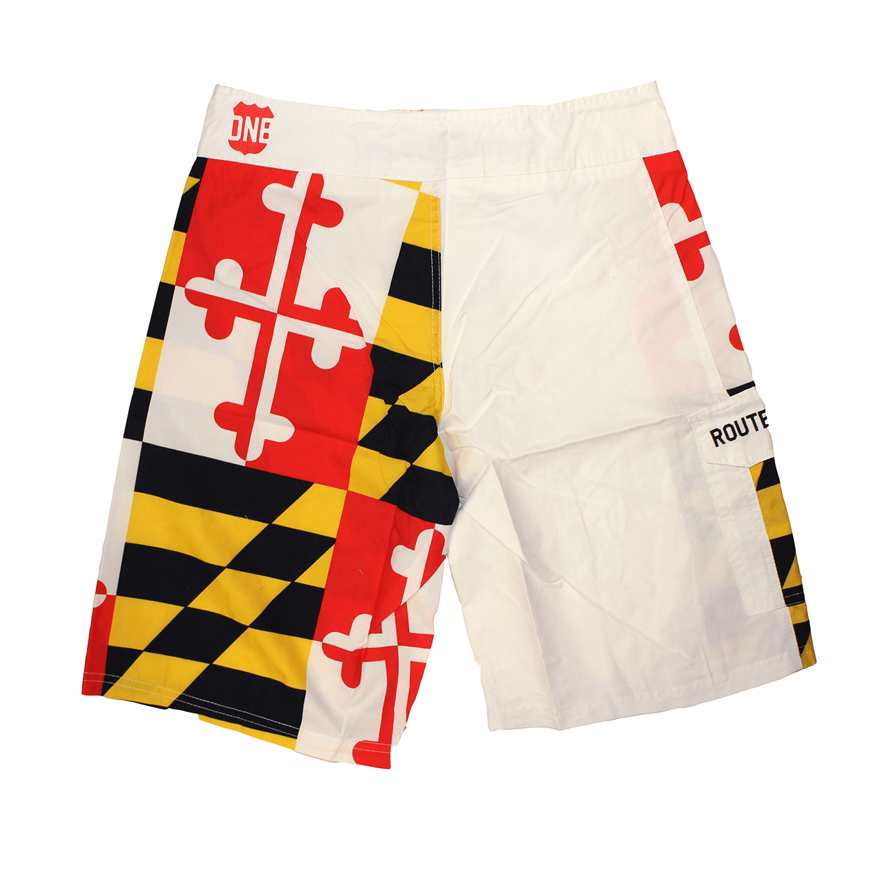Maryland Flag (White) / Board Shorts - Route One Apparel