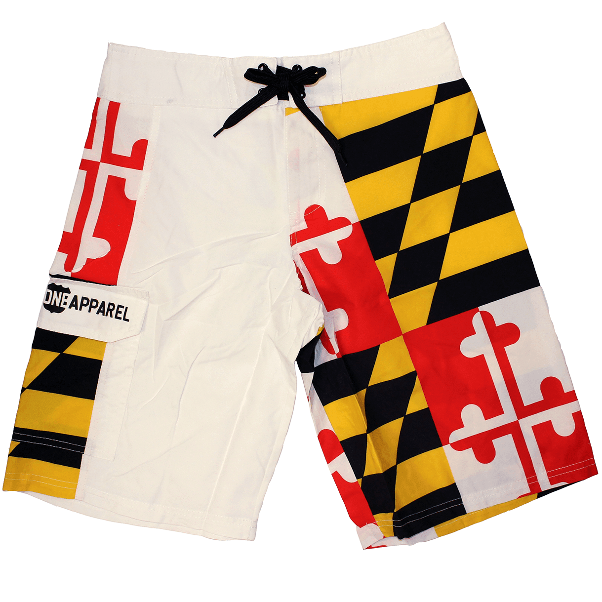 Maryland Flag (White) / Board Shorts - Route One Apparel