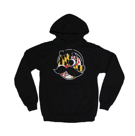 Natty Boh Logo with Maryland Flag (Black) / Hoodie - Route One Apparel