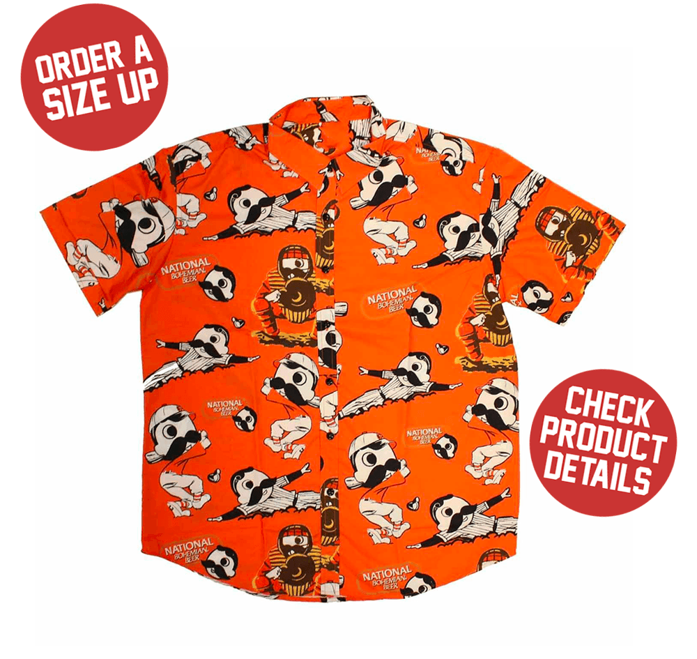 Natty Boh Baseball Players (Orange) / Hawaiian Shirt - Route One Apparel