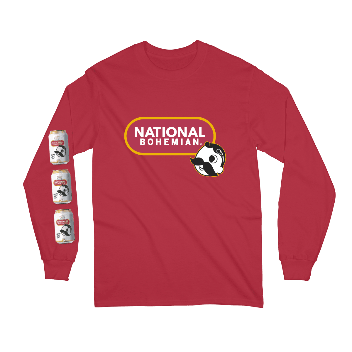 National Bohemian - Live Pleasantly Signature Can Sleeve (Red) / Long Sleeve Shirt - Route One Apparel