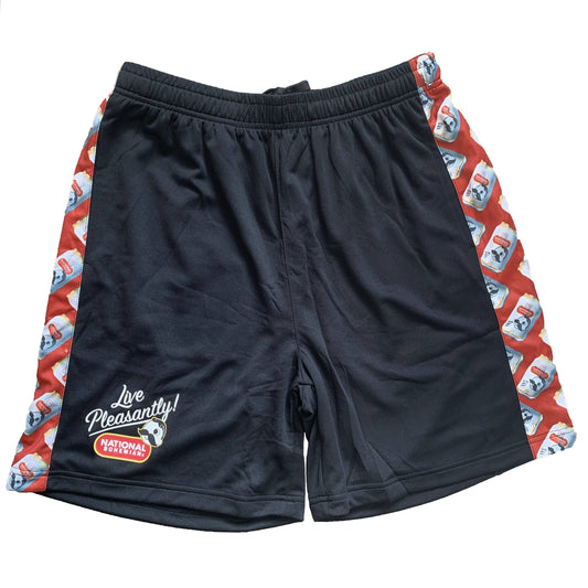 Natty Boh Can Pattern Sides (Black) / Running Shorts (Men) - Route One Apparel