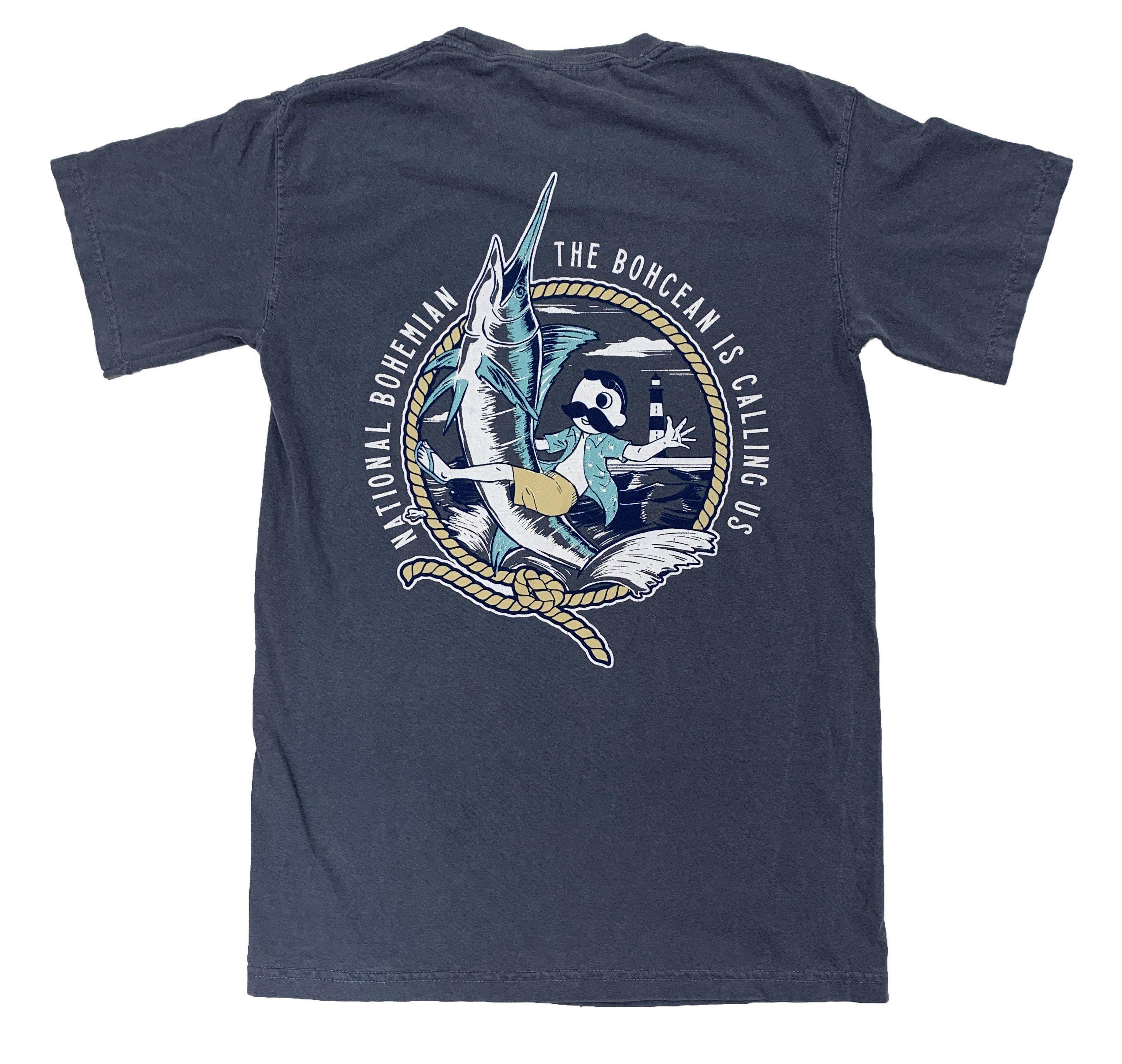 The Bohcean Is Calling Us - National Bohemian (Denim) / Shirt - Route One Apparel