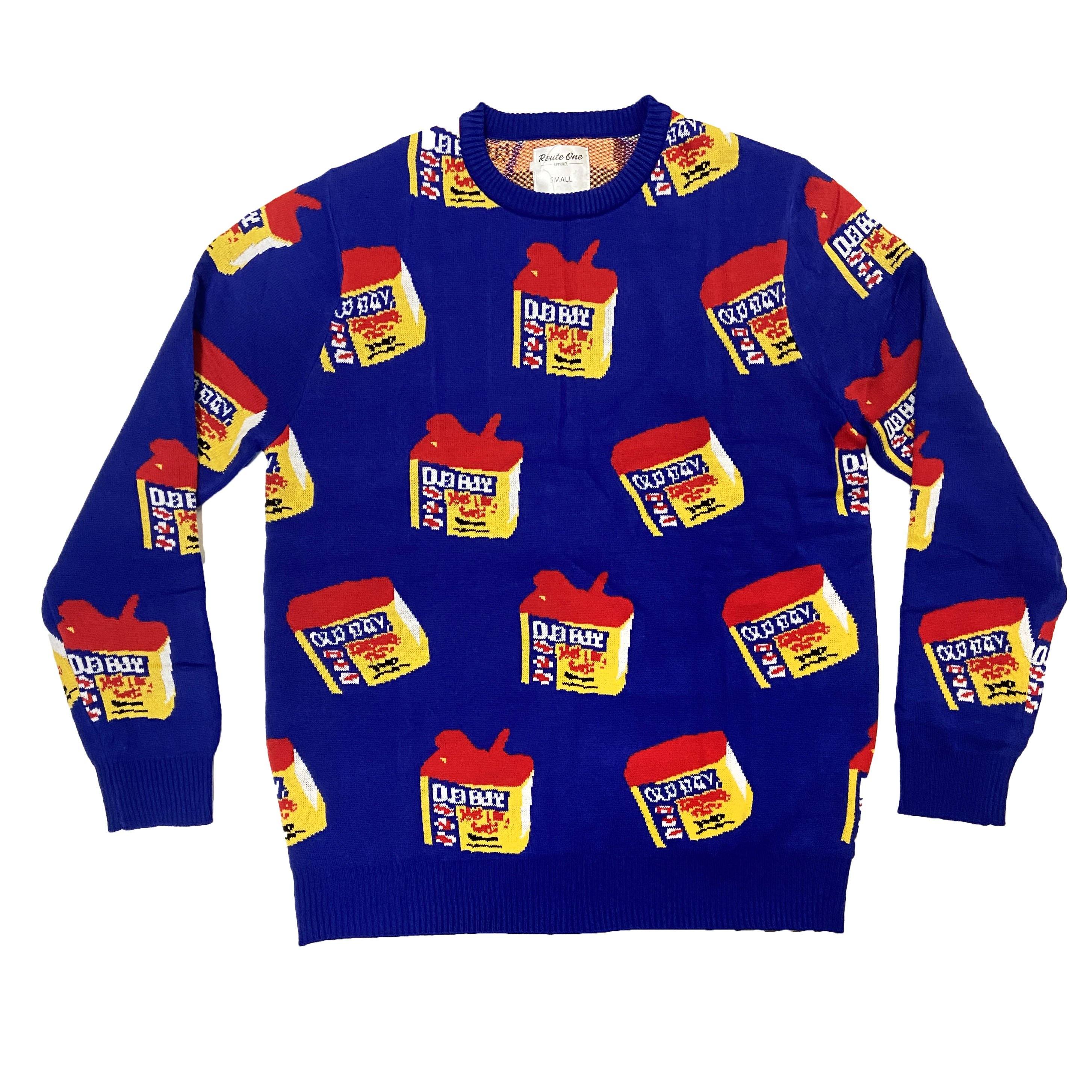 Old Bay 3-D Can Pattern (Blue) / Knit Sweater - Route One Apparel