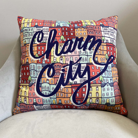 Charm City Row Homes / Throw Pillow - Route One Apparel