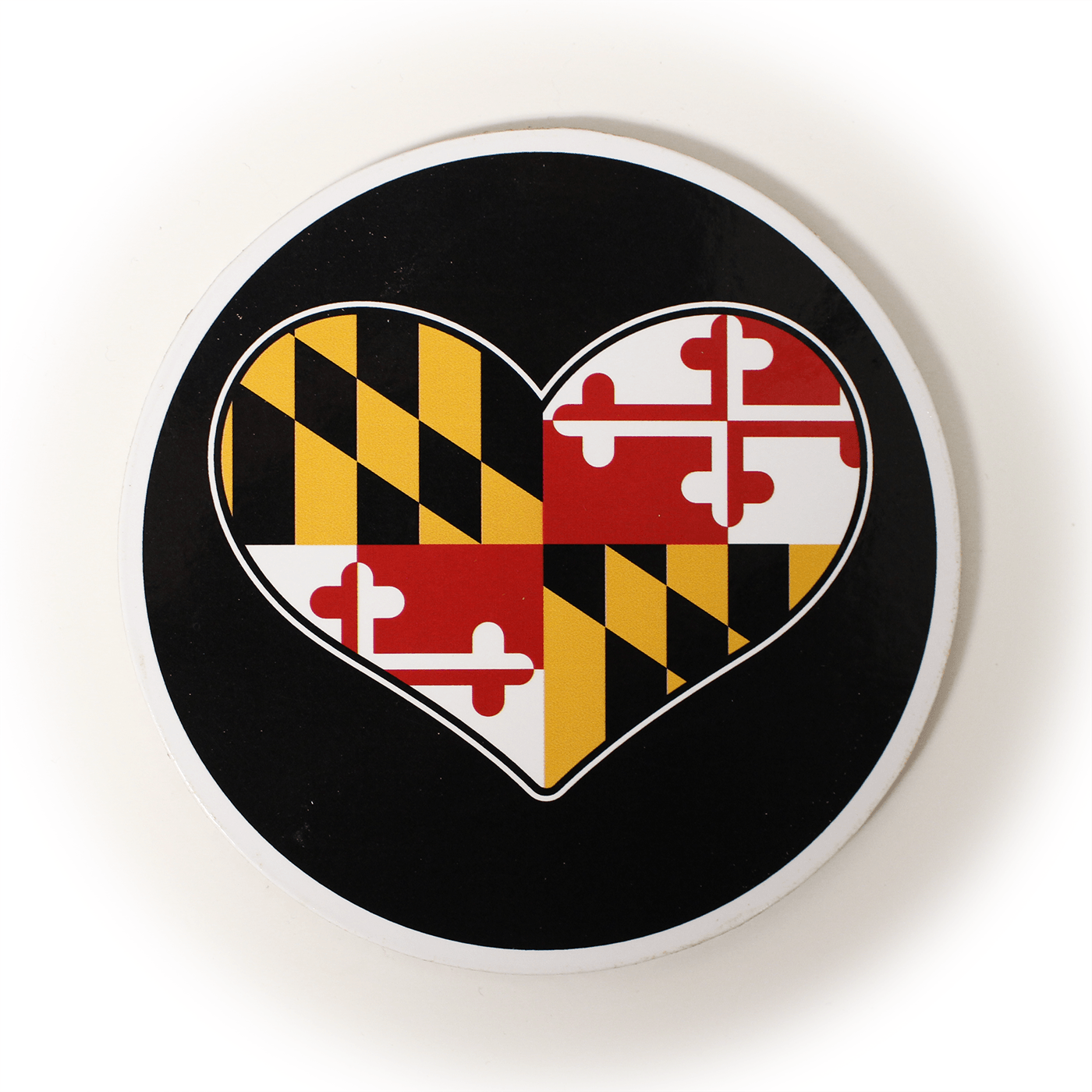 Maryland Flag Heart (Black) / Cork Coaster - Route One Apparel
