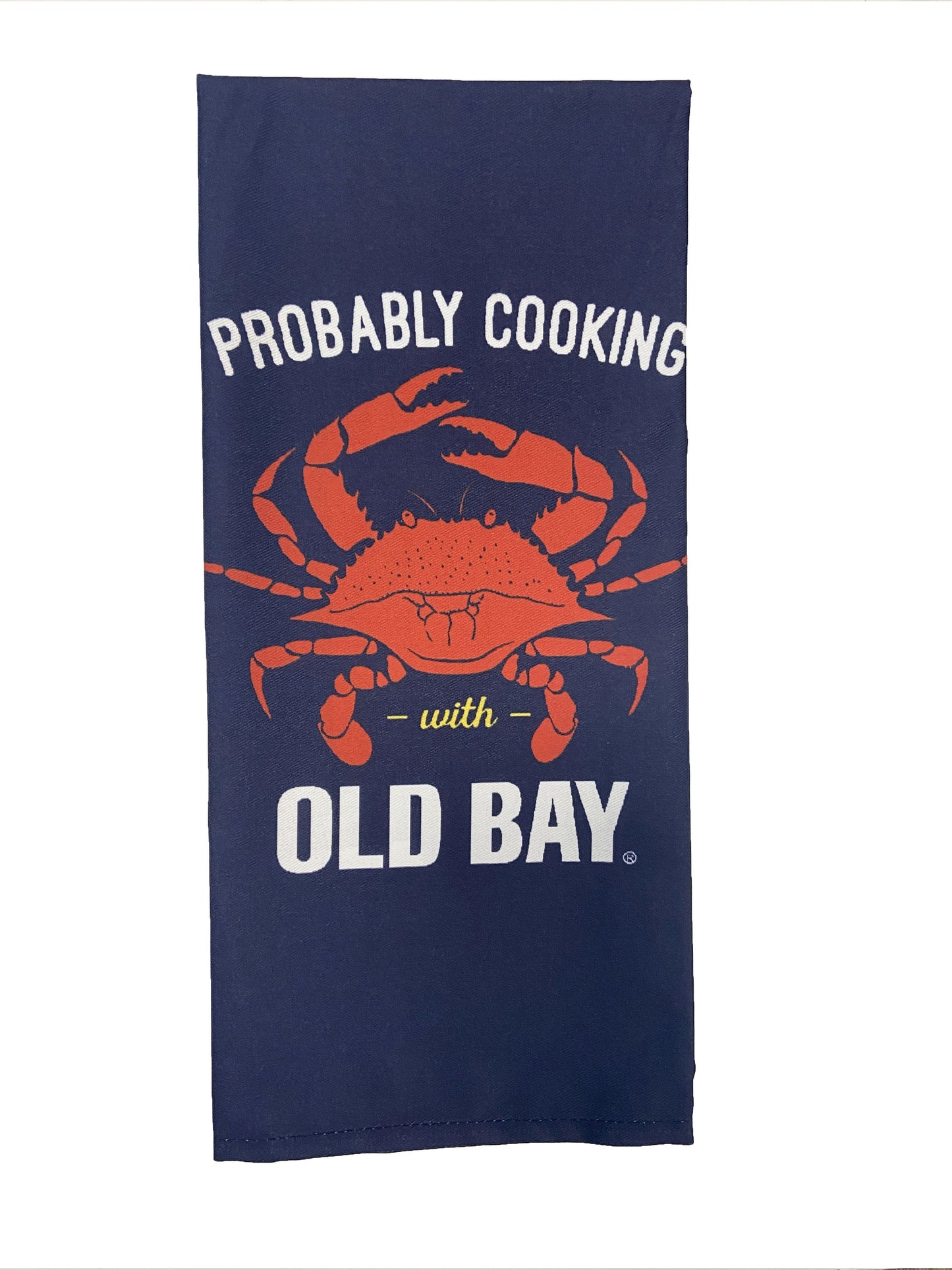 Seasons Greetings Crab Holding OLD BAY Wonderland / Kitchen Towel