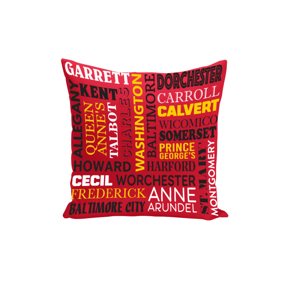 Maryland Counties & State Outline Double Sided / Throw Pillow - Route One Apparel