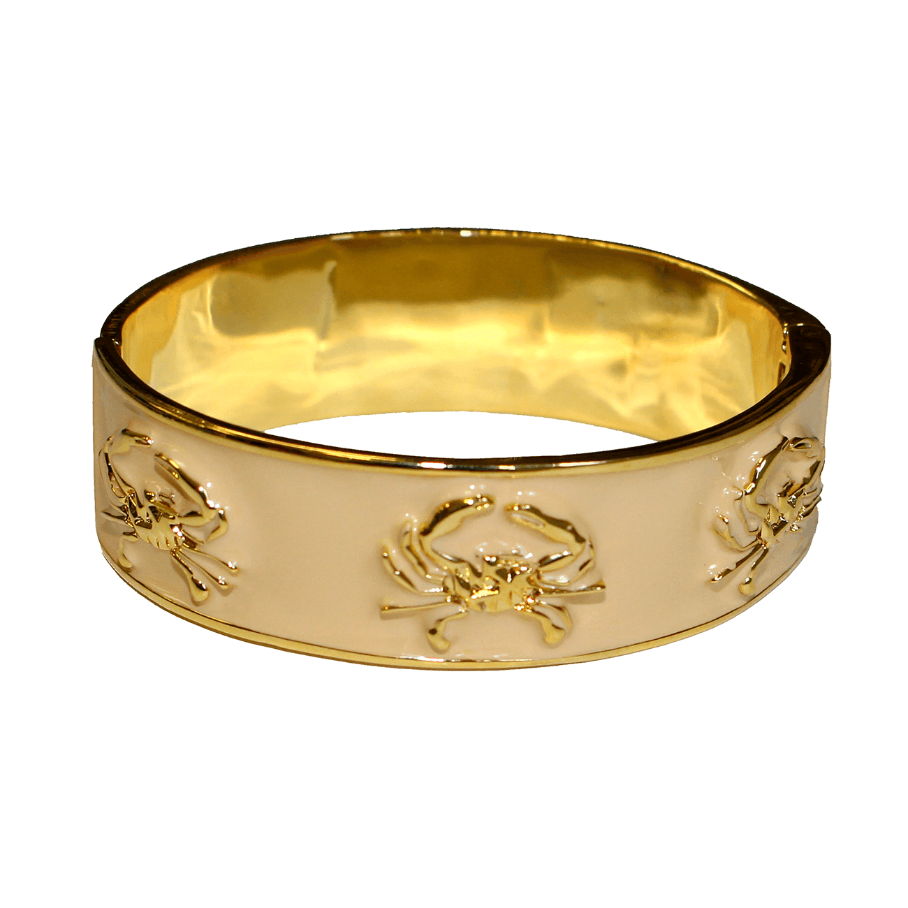 Crab Bracelet (Tan/Gold) / Enamel Bangle Bracelet - Route One Apparel