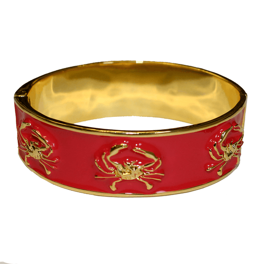 Crab Bracelet (Red/Gold) / Enamel Bangle Bracelet - Route One Apparel