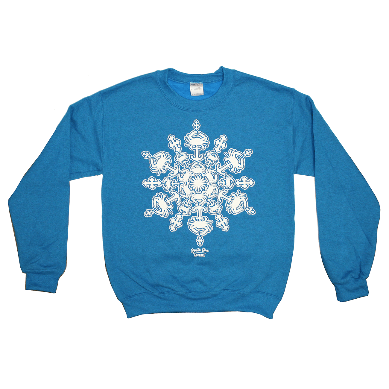 Crab Snowflake (Arctic Blue) / Crew Sweatshirt - Route One Apparel