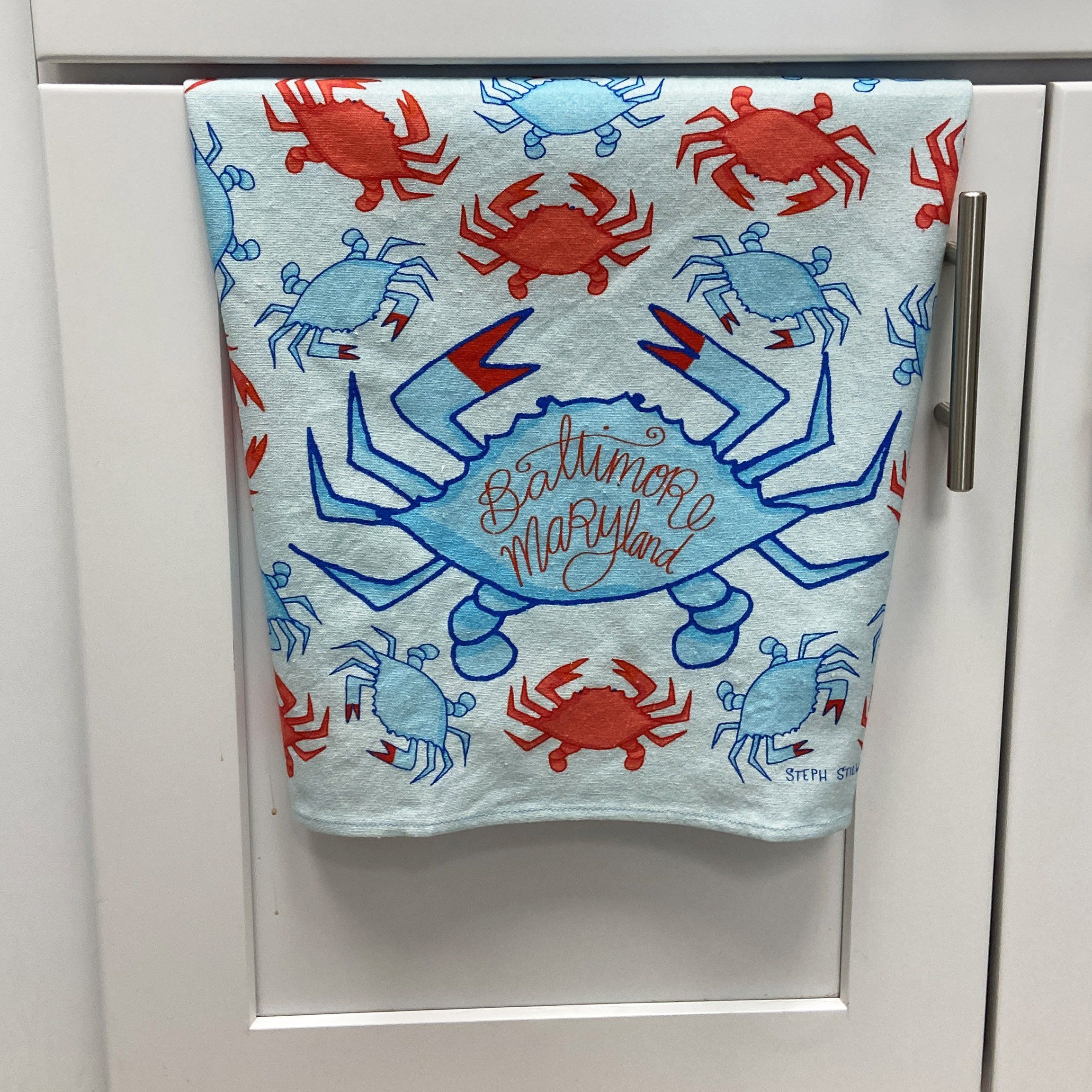 Baltimore Blue Crab (Blue) / Kitchen Towel - Route One Apparel