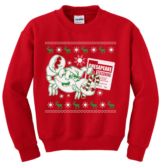 Crabby Holiday (Red) / Crew Sweatshirt - Route One Apparel