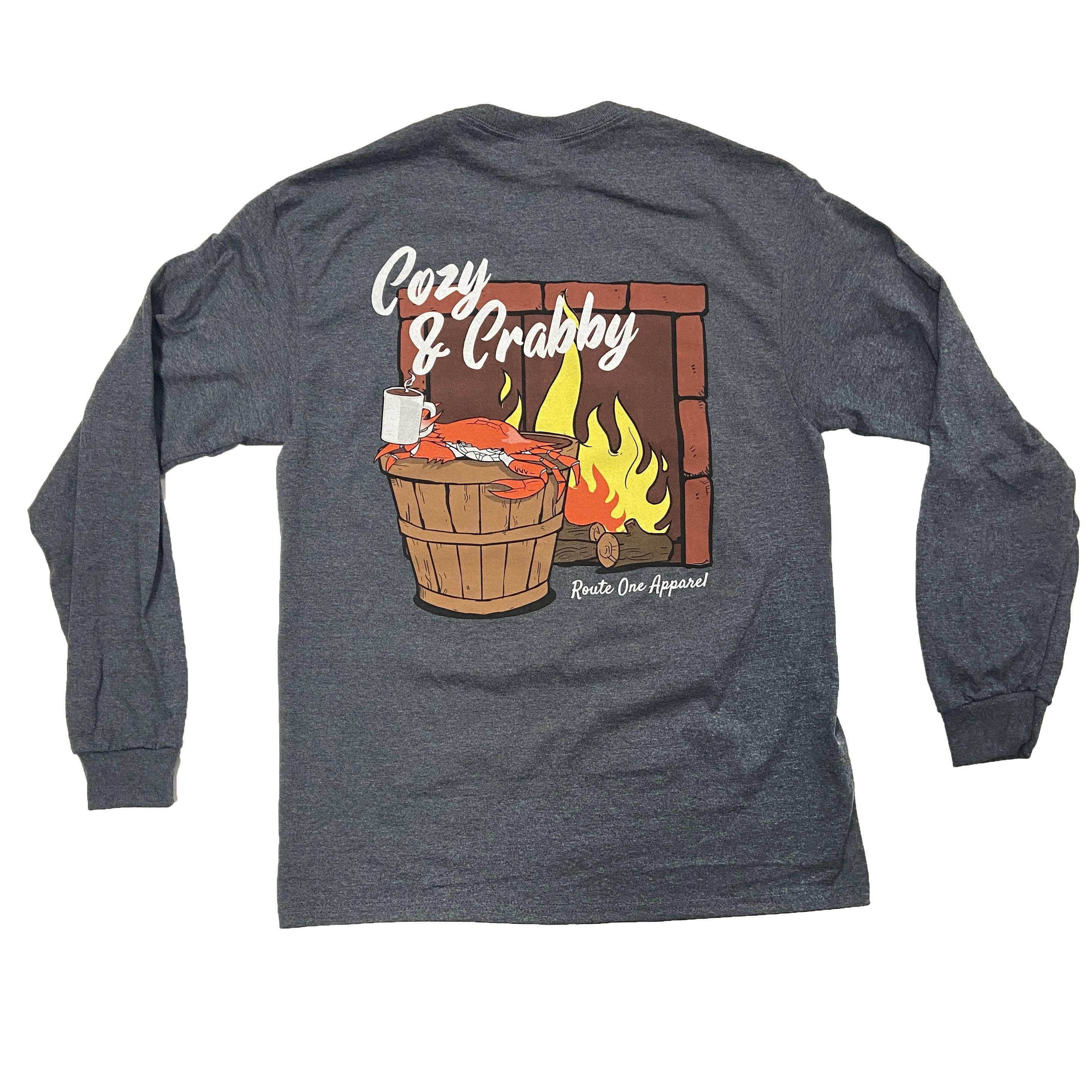 Cozy & Crabby (Charcoal) / Long Sleeve Shirt - Route One Apparel