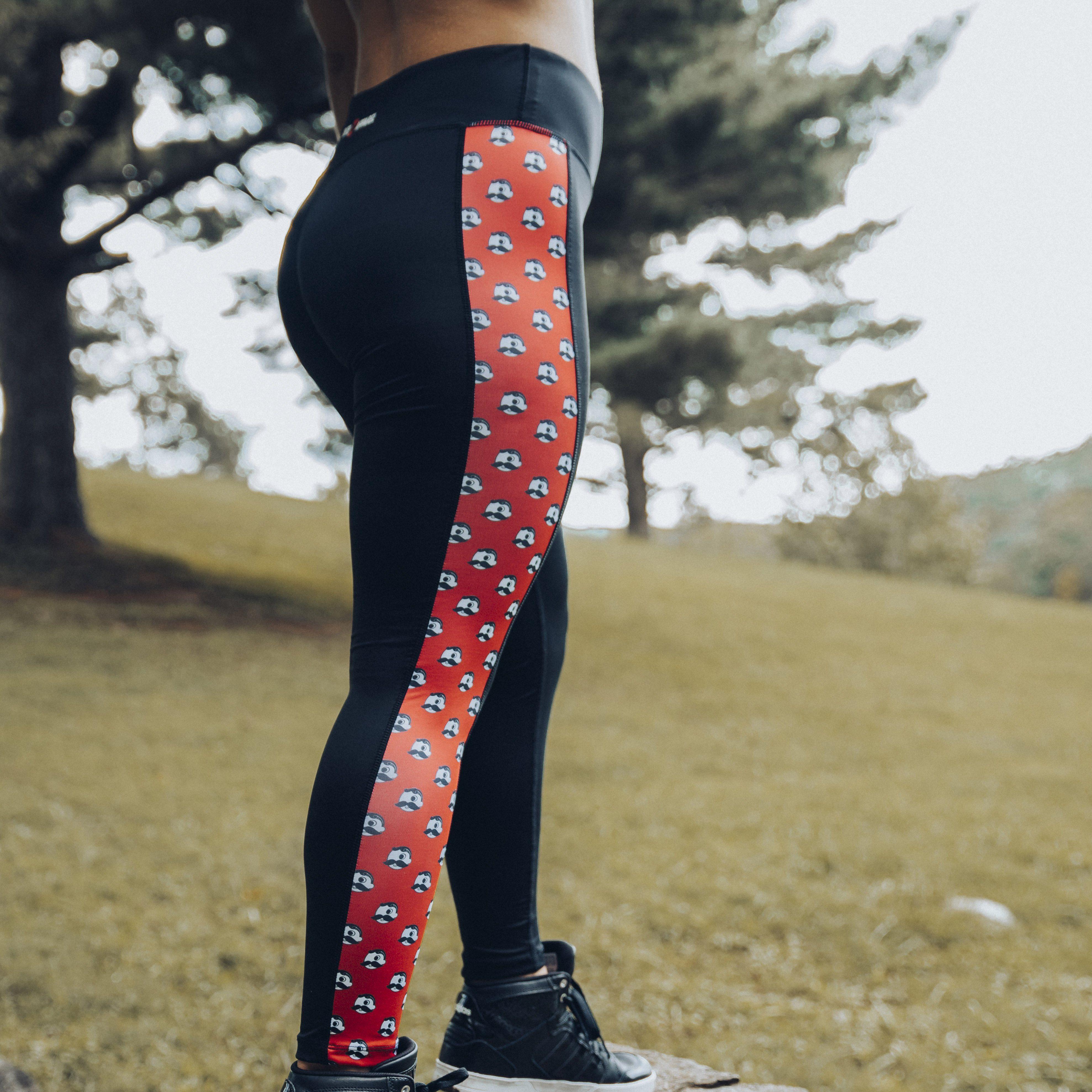 Natty Boh Logo Red Sides (Black) / Yoga Leggings - Route One Apparel