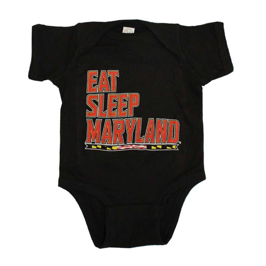 "Eat, Sleep, Maryland" UMD (Black) / Baby Onesie - Route One Apparel