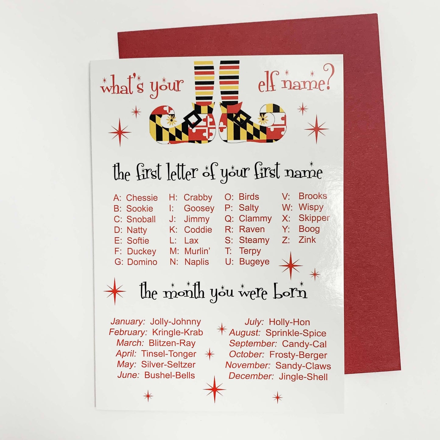 What's Your Maryland Elf Name / Christmas Card - Route One Apparel