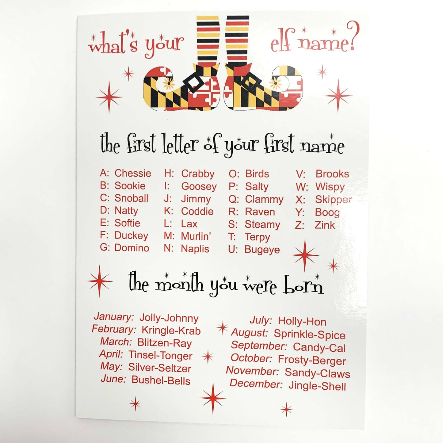 What's Your Maryland Elf Name / Christmas Card - Route One Apparel