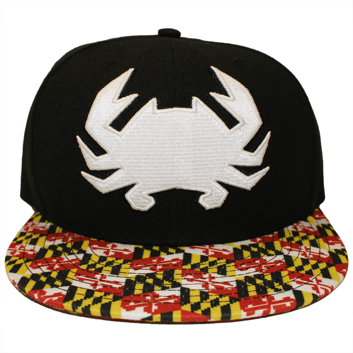 Geo Crab with Maryland Brim (Black) / Canvas Snapback Hat - Route One Apparel